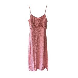 Row A Floral Milkmaid Maxi Slip Dress Small Pink Ruffle Coquette Cottagecore